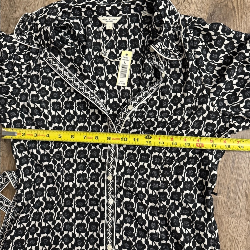 Max Studio Black and White Printed Midi Shirt Dress - Picture 12 of 14